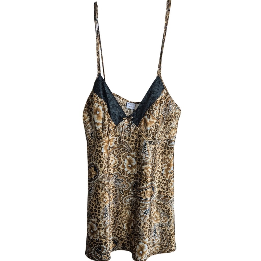 Vintage Y2K Babydoll XL Cami Slip Gilligan & O'Malley Leopard Velvet